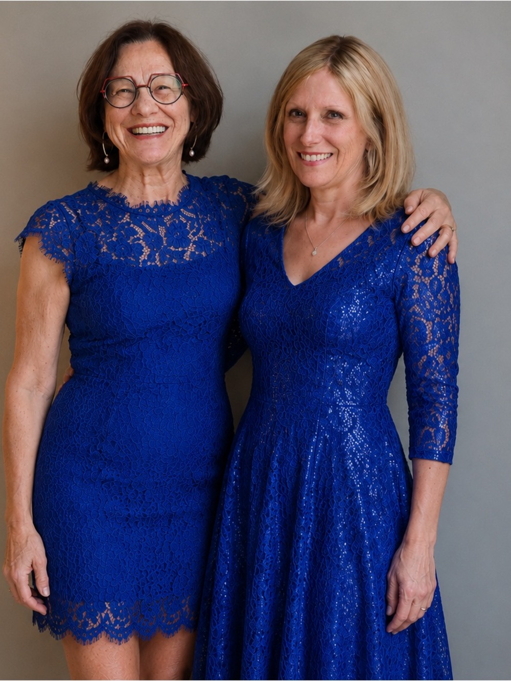 Tahari ASL Royal Blue Lace A-Line Evening Gown